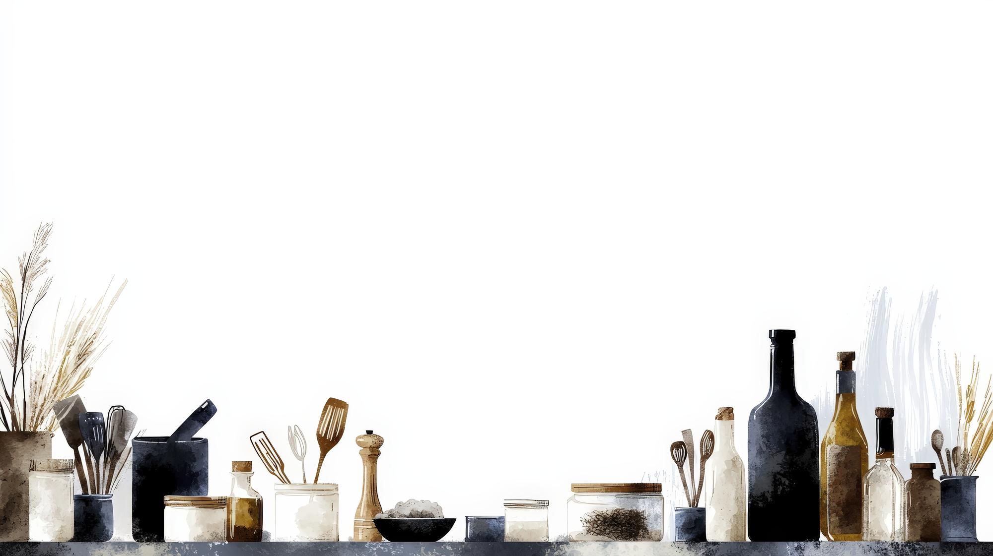 Workshop table with ingredients and tools